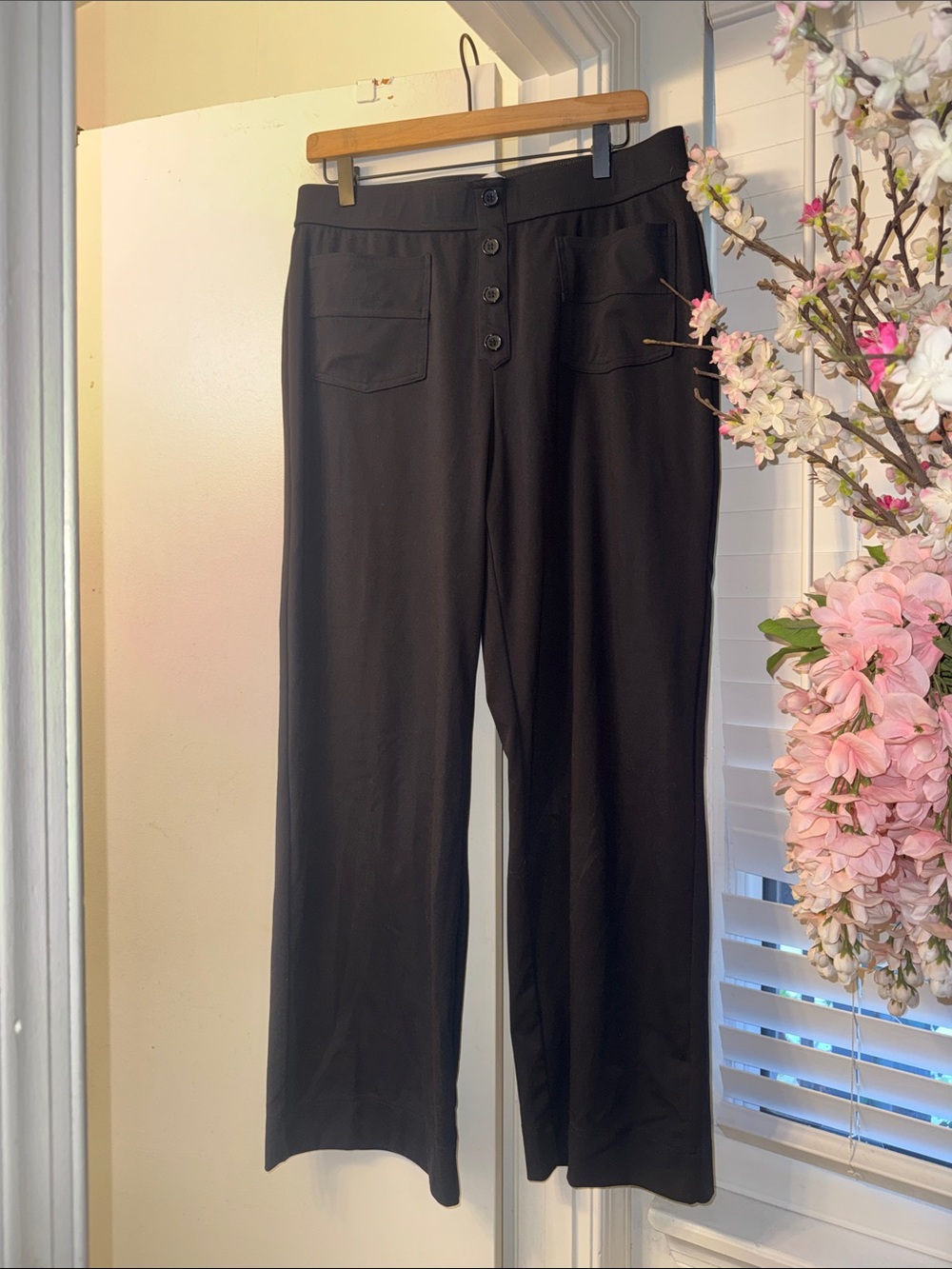HALARA Men's Black Wide-Leg Button-Front Trousers